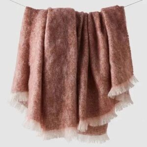 The Citizenry Rowan Mohair / Wool Throw Loomed in Ireland in Color Currant Pink
